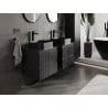 Mexen Rivel armoire de salle de bain sous vasque 50 cm avec plateau, 2 tiroirs, rainurée, noir mat - 91A20-05047-2-BFFC71