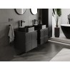 Mexen Rivel meuble de salle de bain sous-lavabo 50 cm avec plateau, 2 tiroirs, rainuré, noir mat - 91A20-05047-2-BFFC71
