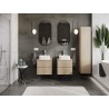 Mexen Rivel armoire de salle de bains 50 cm avec plateau, 2 tiroirs, rainurée, chêne - 91A20-05047-2-BFFC81