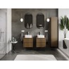 Mexen Rivel meuble de salle de bains sous lavabo 50 cm avec plateau, 2 tiroirs, cannelé, noyer - 91A20-05047-2-BFFC86