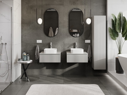 Mexen Rivel meuble-lavabo 60 cm avec dessus, 1 tiroir, rainuré, gris mat - 91A20-06023-1-BFC62