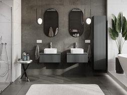 Mexen Rivel meuble de salle de bain sous-lavabo 60 cm avec plateau, 1 tiroir, rainuré, graphite mat - 91A20-06023-1-BFC66