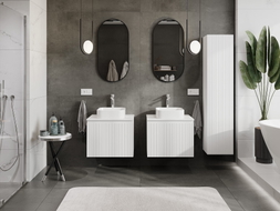 Mexen Rivel meuble de salle de bain sous-lavabo 60 cm avec plateau, 1 tiroir, rainuré, blanc mat - 91A20-06047-1-BFC01