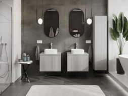 Mexen Rivel meuble de salle de bain sous vasque 60 cm avec plateau, 1 tiroir, rainuré, gris mat - 91A20-06047-1-BFC62