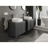 Mexen Rivel armoire de salle de bain sous-lavabo 60 cm avec plateau, 1 tiroir, rainurée, graphite mat - 91A20-06047-1-BFC66