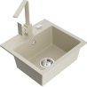 Mexen Milo évier en granit 1 bac avec robinet de cuisine Rita, beige - 6505-69-670300-69