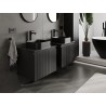 Mexen Rivel armoire de salle de bain sous-vasque 60 cm avec plateau, 1 tiroir, nervurée, noir mat - 91A20-06047-1-BFC71