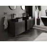 Mexen Rivel meuble de salle de bain sous-lavabo 60 cm avec plateau, 1 tiroir, rainuré, noir mat - 91A20-06047-1-BFC71