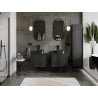 Mexen Rivel meuble de salle de bain sous-lavabo 60 cm avec plateau, 1 tiroir, rainuré, noir mat - 91A20-06047-1-BFC71