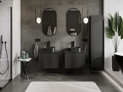 Mexen Rivel meuble de salle de bain sous-lavabo 60 cm avec plateau, 1 tiroir, rainuré, noir mat - 91A20-06047-1-BFC71