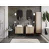 Mexen Rivel meuble de salle de bain sous-vasque 60 cm avec plateau, 1 tiroir, rainuré, chêne - 91A20-06047-1-BFC81