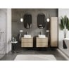 Mexen Rivel meuble de salle de bain sous lavabo 60 cm avec plateau, 2 tiroirs, rainuré, chêne - 91A20-06047-2-BFFC81