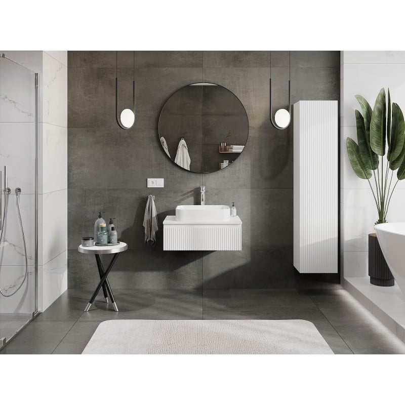 Mexen Rivel meuble de salle de bain sous lavabo 70 cm avec plateau, 1 tiroir, rainuré, blanc mat - 91A20-07023-1-BFC01