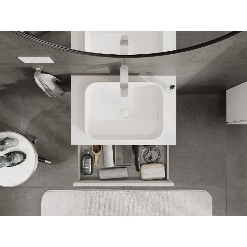 Mexen Rivel meuble de salle de bain sous lavabo 70 cm avec plateau, 1 tiroir, rainuré, blanc mat - 91A20-07023-1-BFC01