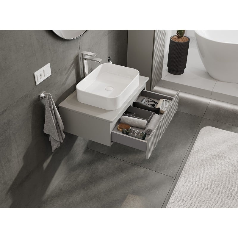 Mexen Rivel meuble de salle de bain 70 cm avec plan de travail, 1 tiroir, rainuré, gris mat - 91A20-07023-1-BFC62