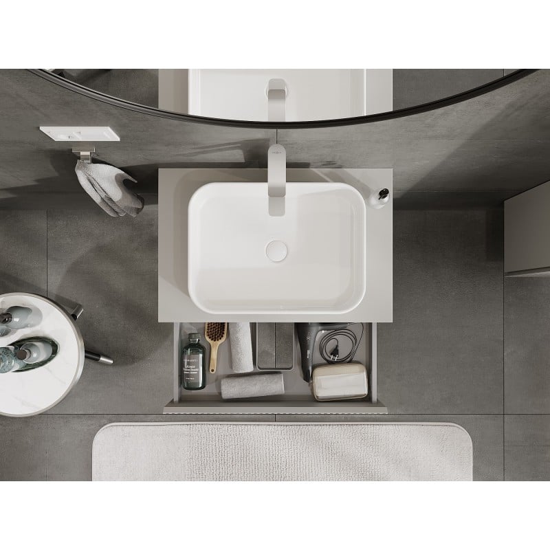 Mexen Rivel meuble de salle de bain 70 cm avec plan de travail, 1 tiroir, rainuré, gris mat - 91A20-07023-1-BFC62