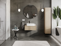 Mexen Rivel meuble de salle de bains sous lavabo 70 cm avec plateau, 1 tiroir, rainuré, chêne - 91A20-07023-1-BFC81