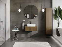 Mexen Rivel meuble de salle de bain sous lavabo 70 cm avec plateau, 1 tiroir, rainuré, noyer - 91A20-07023-1-BFC86