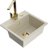 Mexen Milo évier en granit 1 bac avec robinet de cuisine Rita, beige - 6505-69-670300-50