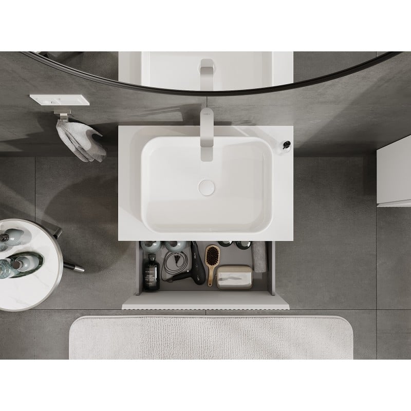 Mexen Rivel meuble de salle de bains sous lavabo 70 cm avec plateau, 1 tiroir, rainuré, blanc mat - 91A20-07047-1-BFC01