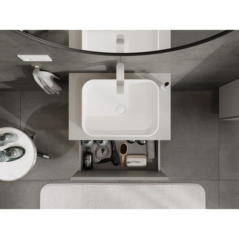 Mexen Rivel meuble de salle de bain sous lavabo 70 cm avec plateau, 1 tiroir, rainuré, gris mat - 91A20-07047-1-BFC62