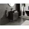 Mexen Rivel armoire de salle de bain sous-vasque 70 cm avec plateau, 1 tiroir, rainuré, noir mat - 91A20-07047-1-BFC71