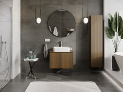 Mexen Rivel meuble de salle de bain sous lavabo 70 cm avec plateau, 1 tiroir, rainuré, noyer - 91A20-07047-1-BFC86