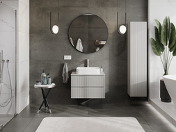 Mexen Rivel armoire de salle de bain sous lavabo 70 cm avec plateau, 2 tiroirs, rainurée, gris mat - 91A20-07047-2-BFFC62