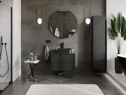 Mexen Rivel armoire de salle de bain sous lavabo 70 cm avec plateau, 2 tiroirs, rainurée, noir mat - 91A20-07047-2-BFFC71