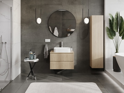 Mexen Rivel meuble de salle de bains sous-lavabo 70 cm avec plateau, 2 tiroirs, rainuré, chêne - 91A20-07047-2-BFFC81