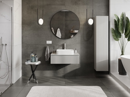 Mexen Rivel meuble de salle de bain sous lavabo 80 cm avec plateau, 1 tiroir, rainuré, gris mat - 91A20-08023-1-BFC62