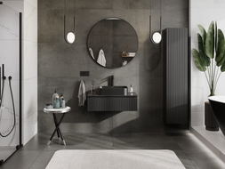 Mexen Rivel meuble de salle de bain sous-lavabo 80 cm avec plateau, 1 tiroir, rainuré, noir mat - 91A20-08023-1-BFC71