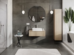 Mexen Rivel meuble de salle de bain sous-vasque 80 cm avec plateau, 1 tiroir, rainuré, chêne - 91A20-08023-1-BFC81