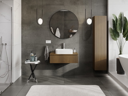 Mexen Rivel meuble sous-lavabo de 80 cm avec plateau, 1 tiroir, rainuré, noyer - 91A20-08023-1-BFC86