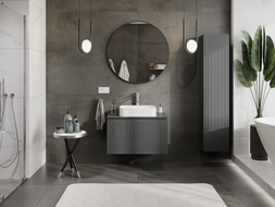 Mexen Rivel meuble de salle de bain sous lavabo 80 cm avec plateau, 1 tiroir, rainuré, graphite mat - 91A20-08047-1-BFC66