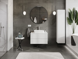 Mexen Rivel meuble de salle de bains sous-vasque 80 cm avec plateau, 2 tiroirs, rainuré, blanc mat - 91A20-08047-2-BFFC01