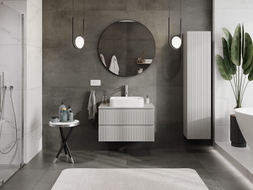 Mexen Rivel meuble de salle de bains sous lavabo 80 cm avec plateau, 2 tiroirs, rainuré, gris mat - 91A20-08047-2-BFFC62