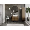 Mexen Rivel meuble de salle de bain sous-lavabo 80 cm avec plateau, 2 tiroirs, rainuré, noyer - 91A20-08047-2-BFFC86