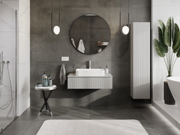 Mexen Rivel meuble de salle de bain sous-vasque 90 cm avec plateau, 1 tiroir, rainuré, gris mat - 91A20-09023-1-BFC62