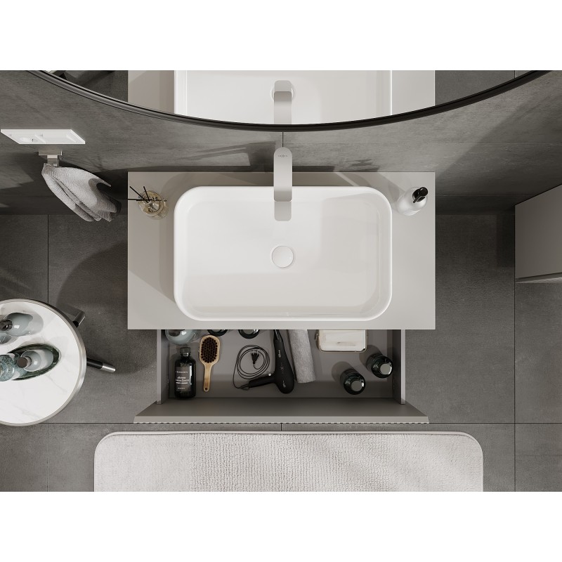 Mexen Rivel meuble de salle de bain sous-lavabo 90 cm avec plateau, 1 tiroir, rainuré, gris mat - 91A20-09047-1-BFC62