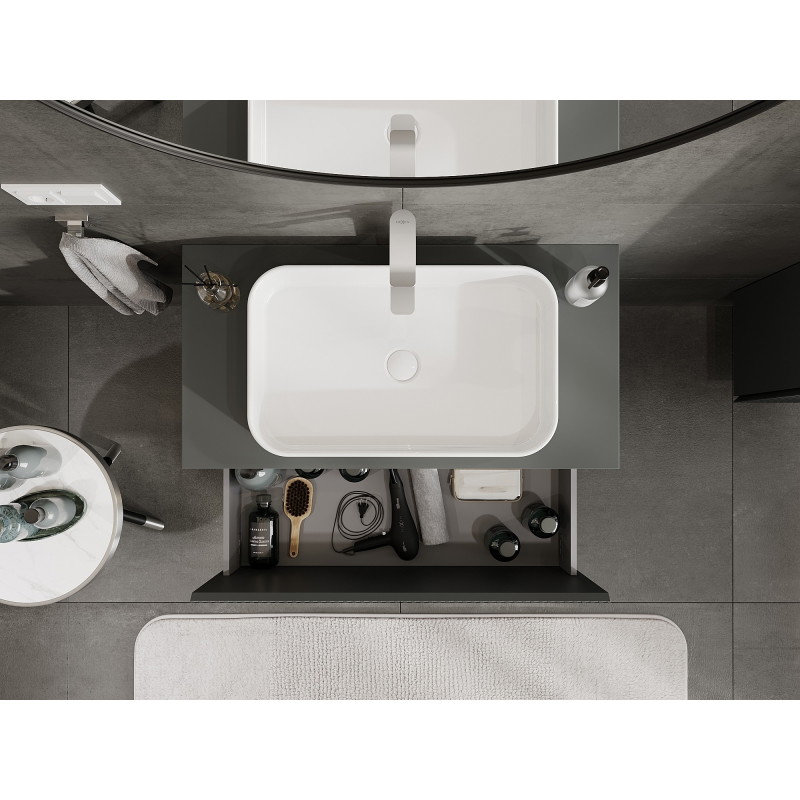 Mexen Rivel meuble de salle de bain sous lavabo 90 cm avec plateau, 1 tiroir, rainuré, graphite mat - 91A20-09047-1-BFC66