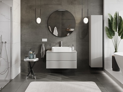 Mexen Rivel meuble de salle de bains sous vasque 90 cm avec plateau, 2 tiroirs, rainuré, gris mat - 91A20-09047-2-BFFC62