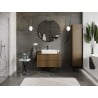 Mexen Rivel meuble de salle de bain sous lavabo 90 cm avec plateau, 2 tiroirs, rainuré, noyer - 91A20-09047-2-BFFC86