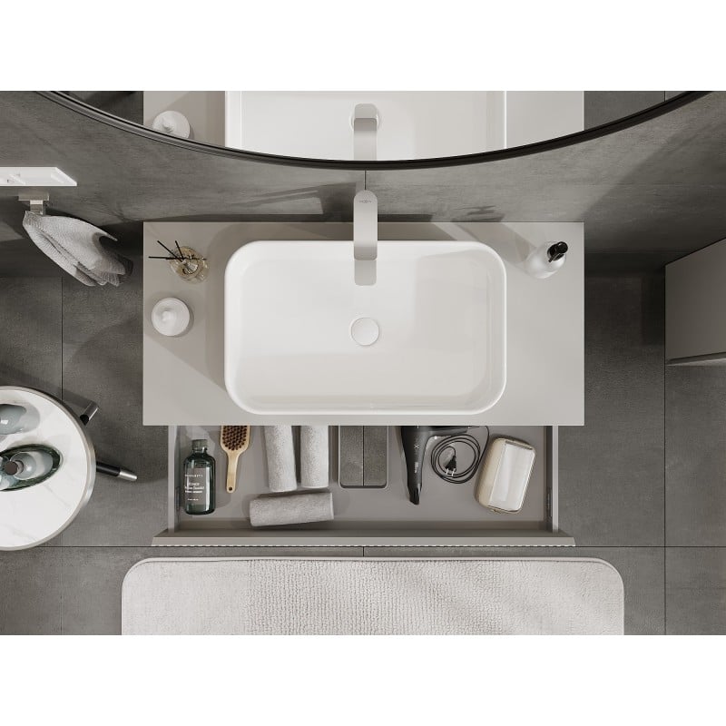 Mexen Rivel meuble de salle de bain sous lavabo 100 cm avec plateau, 1 tiroir, rainuré, gris mat - 91A20-10023-1-BFC62