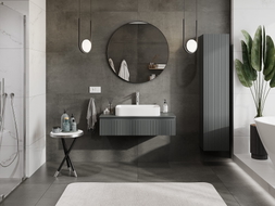 Mexen Rivel meuble de salle de bain sous-vasque 100 cm avec plateau, 1 tiroir, rainuré, graphite mat - 91A20-10023-1-BFC66
