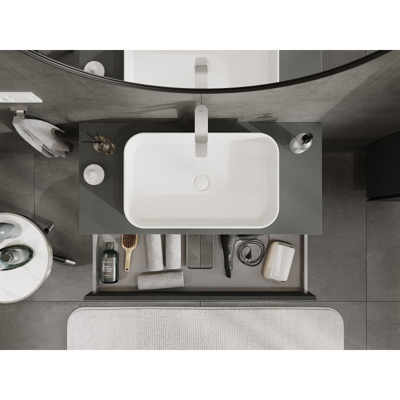 Mexen Rivel meuble de salle de bain sous lavabo 100 cm avec plateau, 1 tiroir, rainuré, graphite mat - 91A20-10023-1-BFC66