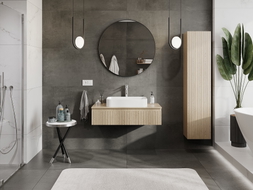 Mexen Rivel armoire de salle de bain sous lavabo 100 cm avec plateau, 1 tiroir, rainuré, chêne - 91A20-10023-1-BFC81