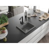 Mexen Milo évier en granit 1 bac avec robinet de cuisine Rita, gris - 6505-71-670300-70