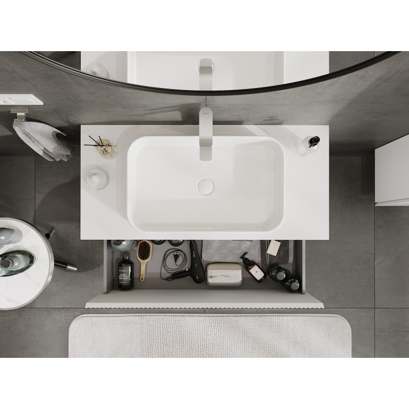 Mexen Rivel armoire de salle de bains sous lavabo 100 cm avec plateau, 1 tiroir, rainurée, blanc mat - 91A20-10047-1-BFC01