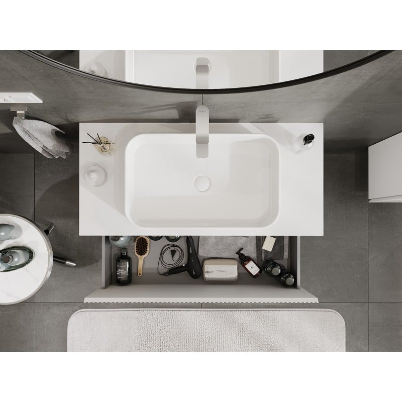 Mexen Rivel meuble de salle de bain sous lavabo 100 cm avec plateau, 1 tiroir, rainuré, blanc mat - 91A20-10047-1-BFC01